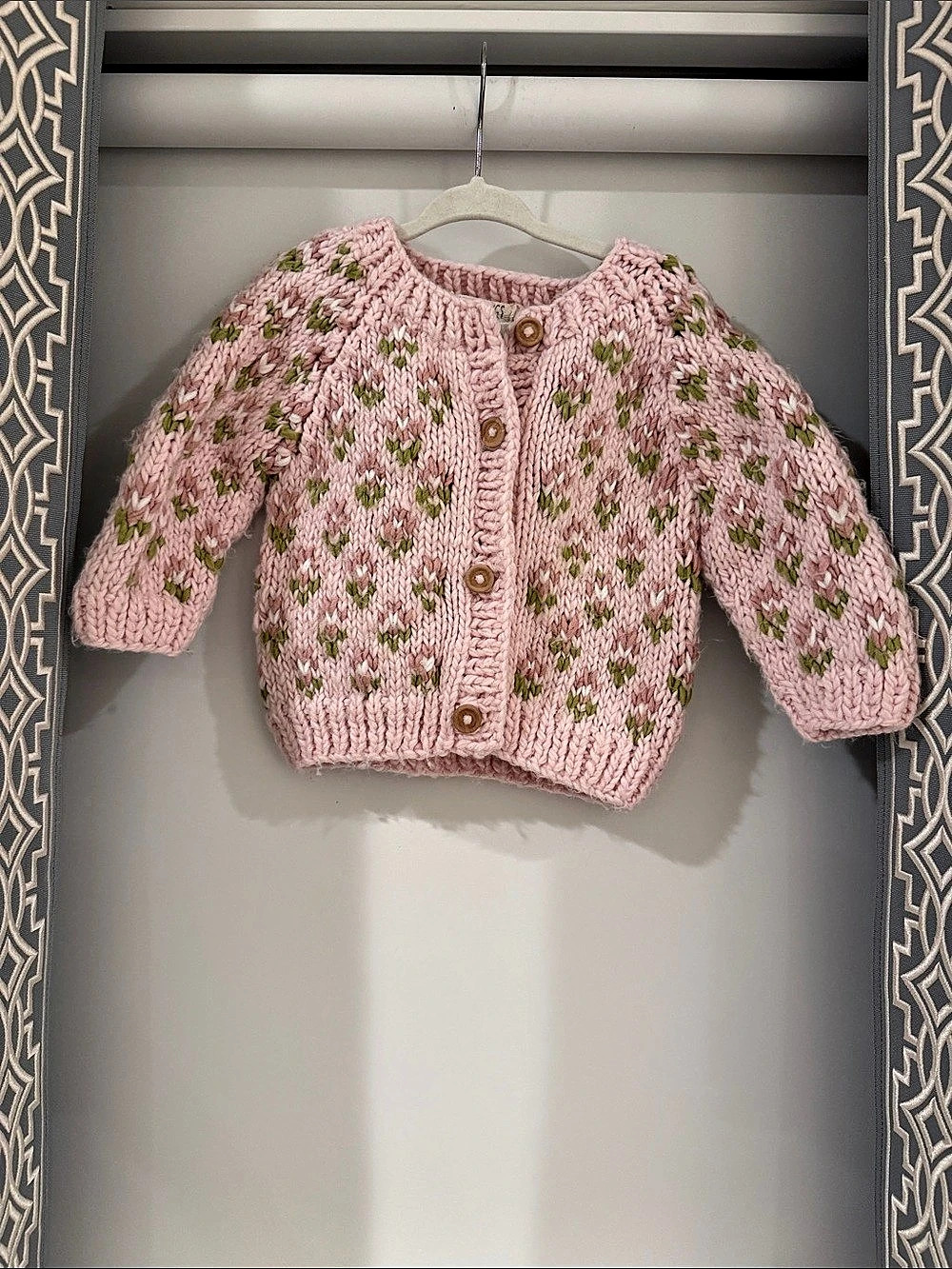 Huggalug Floral Knit Cardigan in Pink